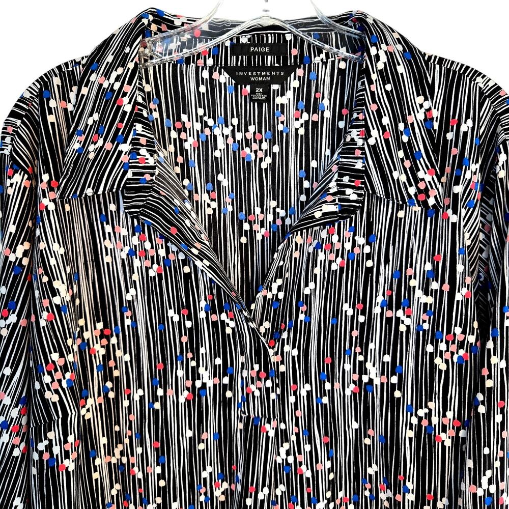 Investments Women's Shirt XL Extra Large Black Top Blouse Misses 16